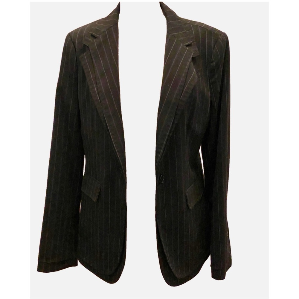 BCBG Max Azria Grey Pinstripe Lined Blazer